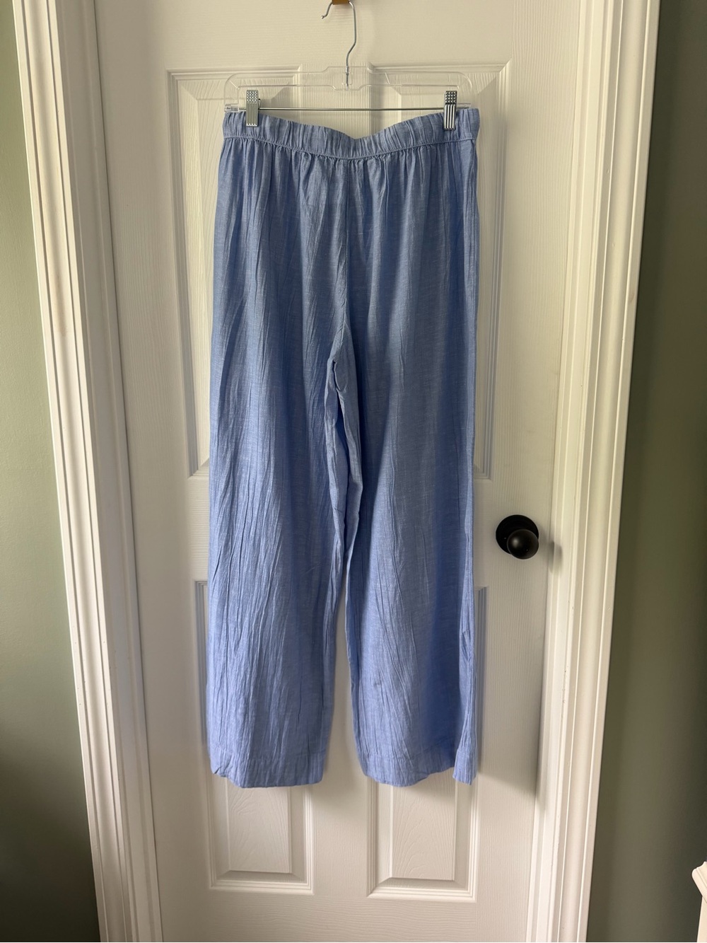 NWT - Gap Crinkle Gauze Dolman PJ Set - Top & Bottom sz M - linen blend Chambray - Picture 7 of 15